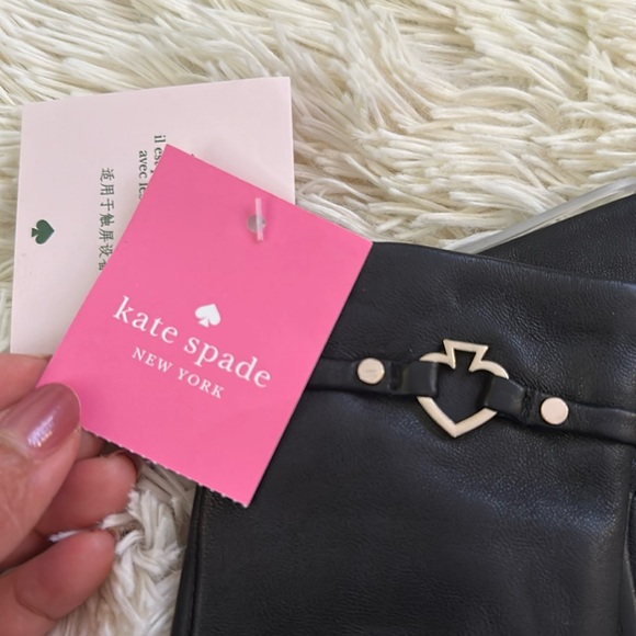NWT Kate Spade Elegant Black Gloves with Logo Detail